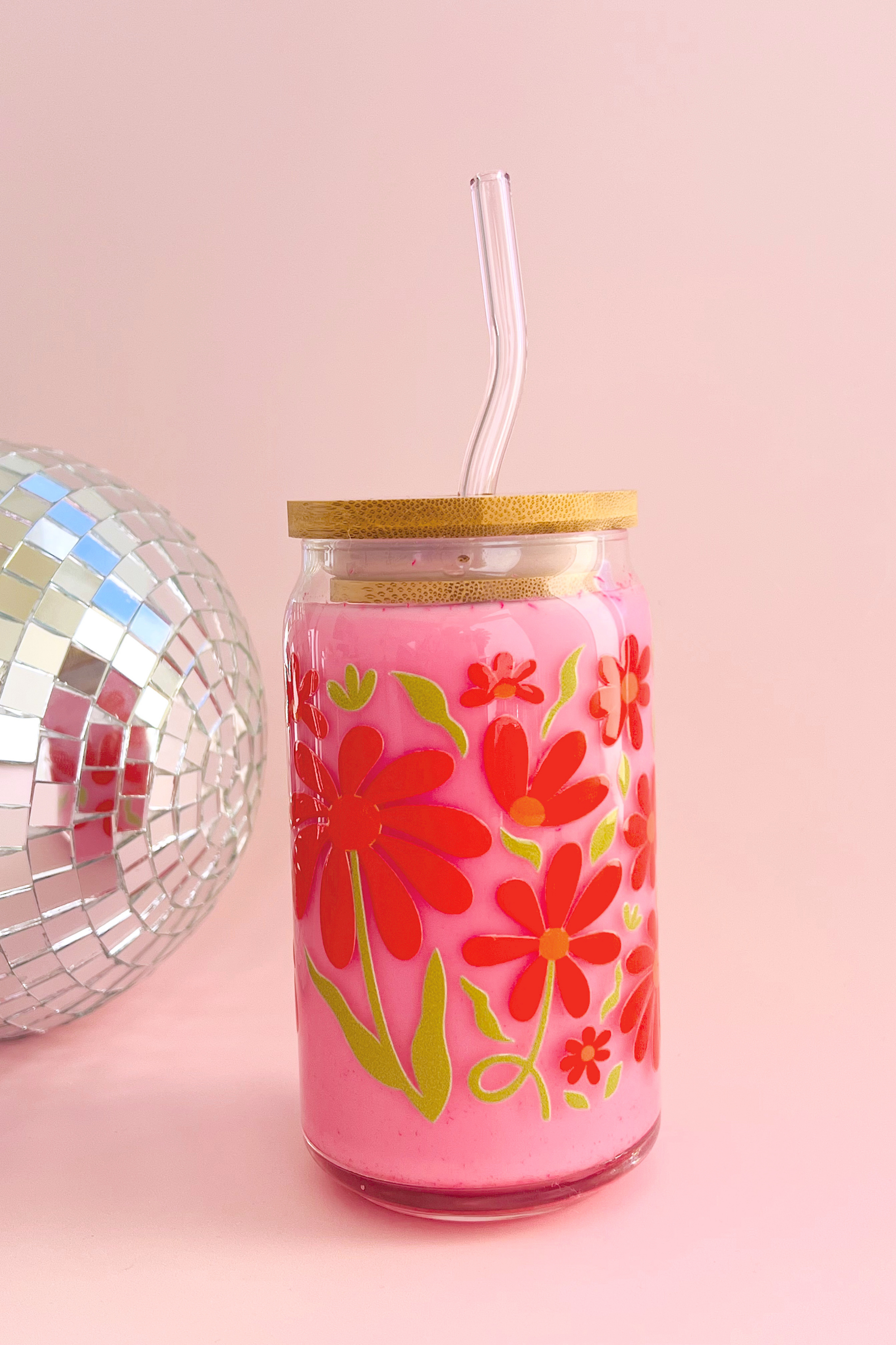 Falling Petals Glass Cup (3 Colors!)