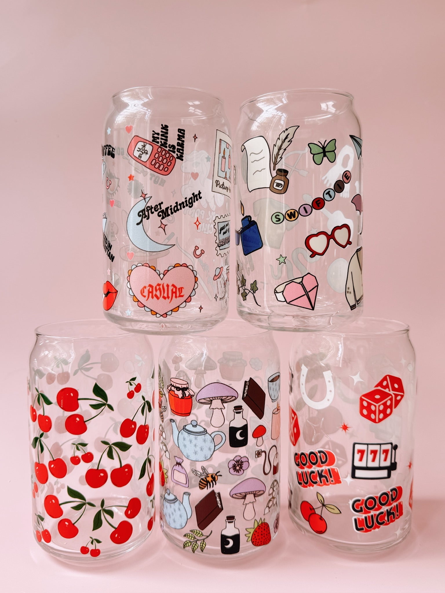 Swiftie Motif Glass Cup