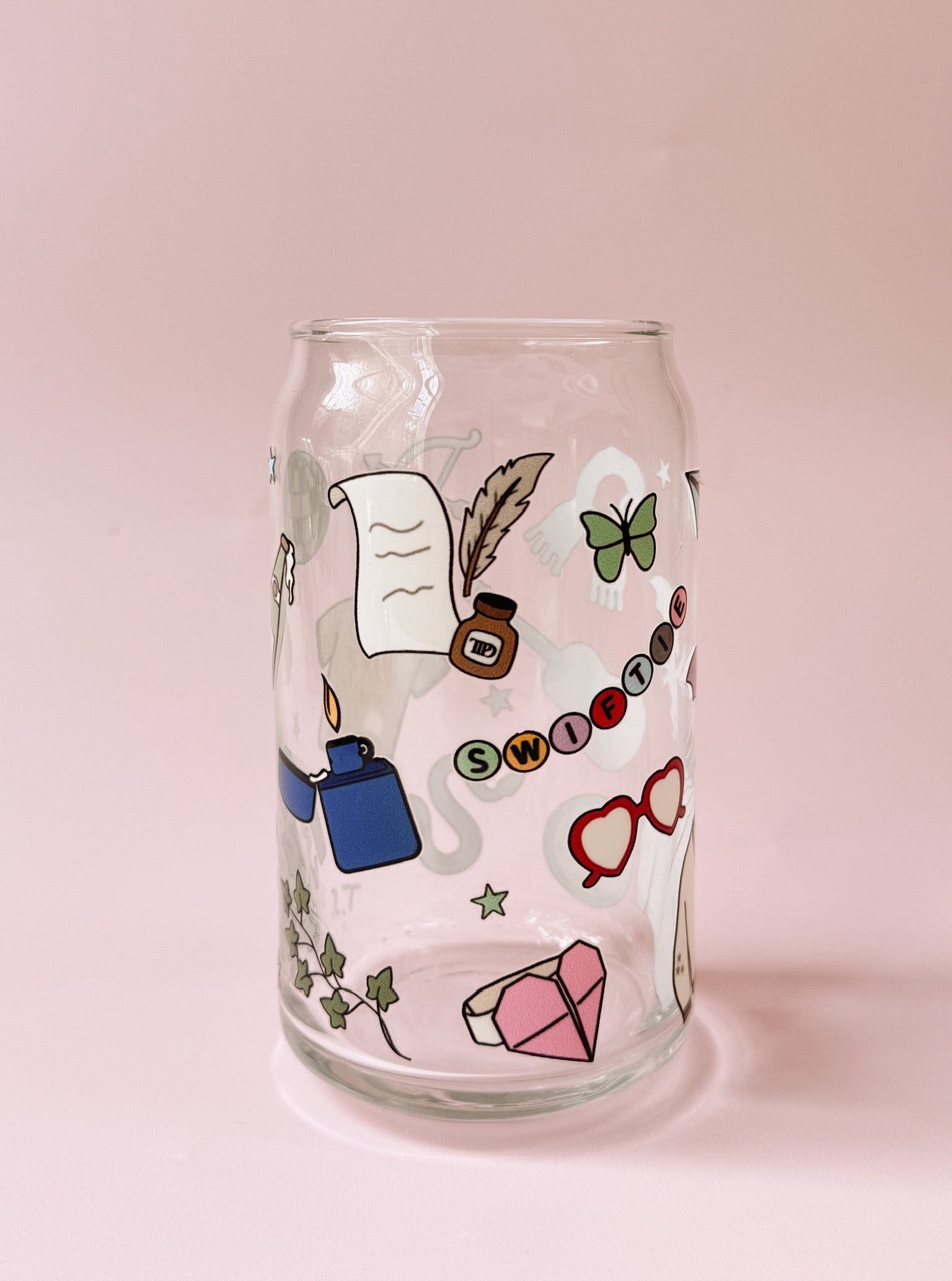 Swiftie Motif Glass Cup