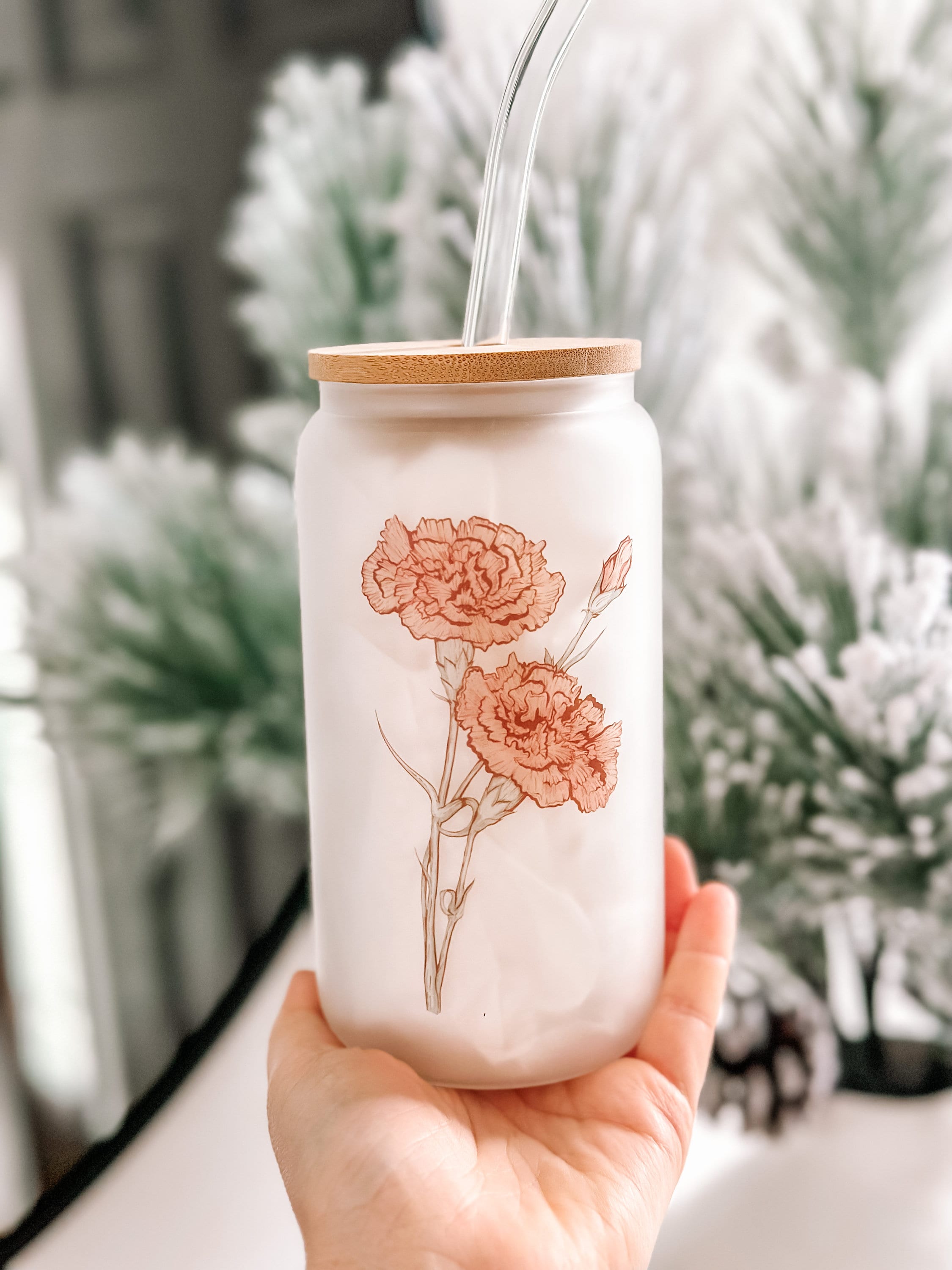 BIRTH FLOWER GLASS CUP